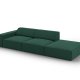 MICADONI Jodie sofa, hyre, 3 seter - grnt stoff og sort plast