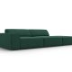 MICADONI Jodie sofa, hyre, 3 seter - grnt stoff og sort plast
