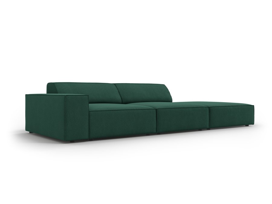 MICADONI Jodie sofa, hyre, 3 seter - grnt stoff og sort plast