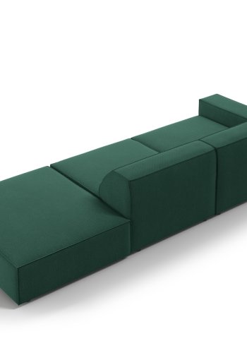 MICADONI Jodie sofa, hyre, 3 seter - grnt stoff og sort plast