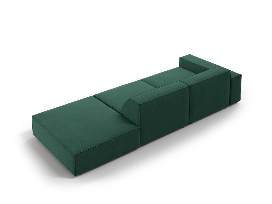 MICADONI Jodie sofa, hyre, 3 seter - grnt stoff og sort plast