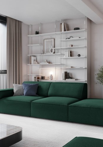 MICADONI Jodie sofa, hyre, 3 seter - grnt stoff og sort plast