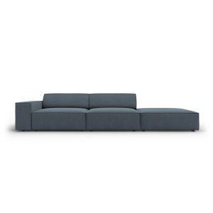 MICADONI Jodie sofa, hjre, 3 sder - bl stof og sort plast