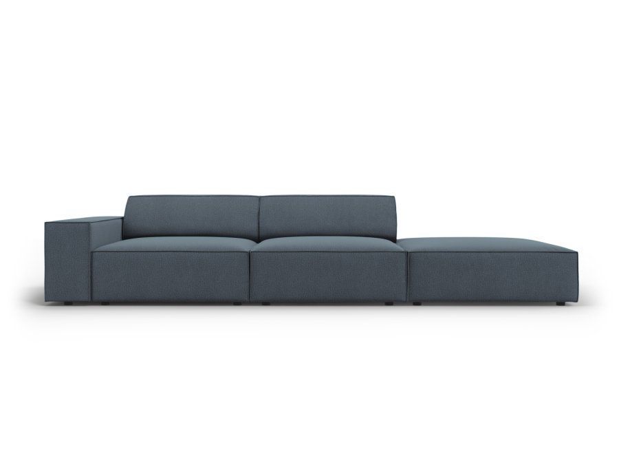 MICADONI Jodie sofa, hyre, 3 seter - bltt stoff og sort plast