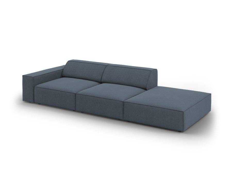 MICADONI Jodie sofa, hyre, 3 seter - bltt stoff og sort plast