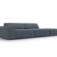 MICADONI Jodie sofa, hyre, 3 seter - bltt stoff og sort plast