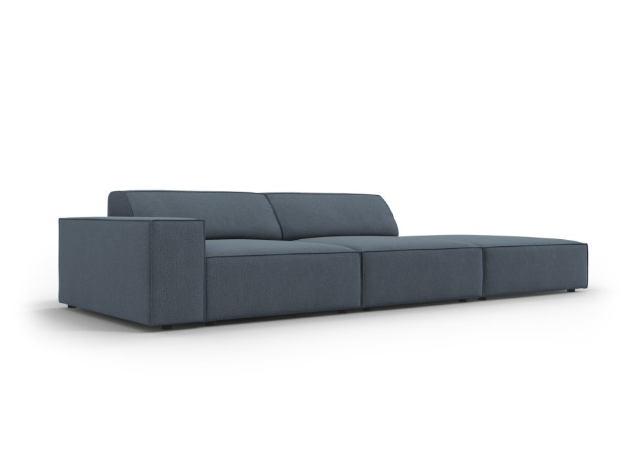 MICADONI Jodie sofa, hyre, 3 seter - bltt stoff og sort plast