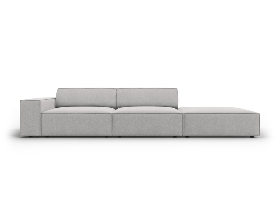 MICADONI Jodie sofa, hyre, 3 seter - grtt stoff og sort plast