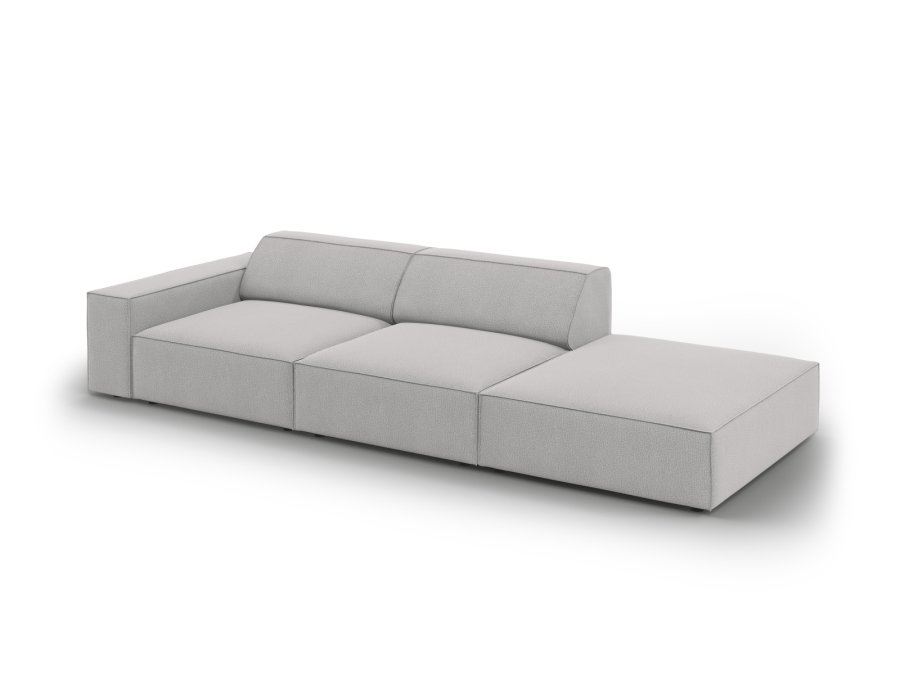 MICADONI Jodie sofa, hyre, 3 seter - grtt stoff og sort plast