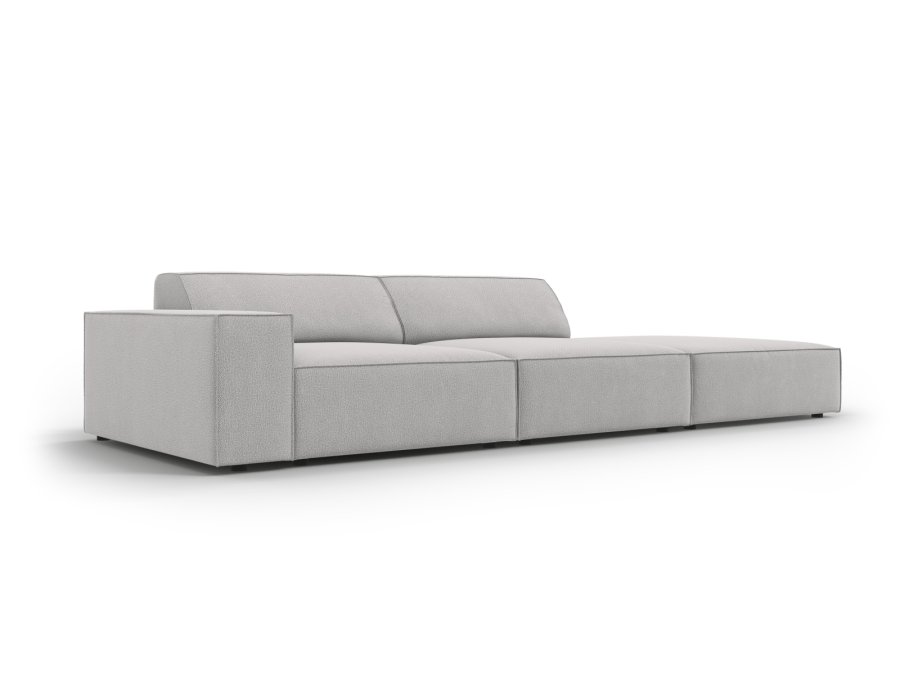MICADONI Jodie sofa, hyre, 3 seter - grtt stoff og sort plast