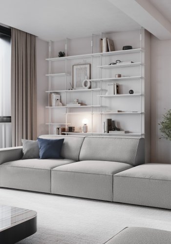 MICADONI Jodie sofa, hyre, 3 seter - grtt stoff og sort plast