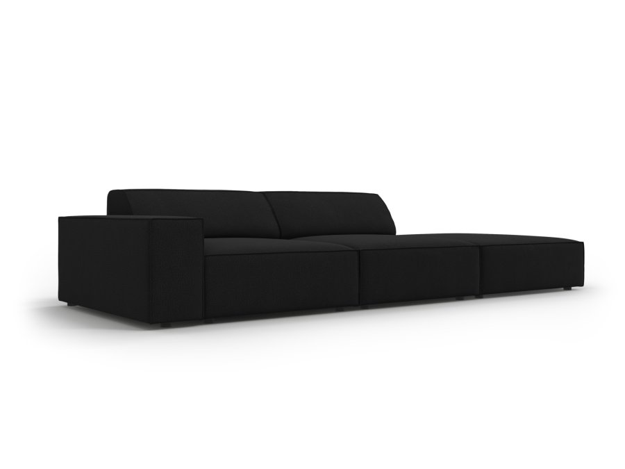 MICADONI Jodie sofa, hyre, 3 seter - svart stoff og sort plast