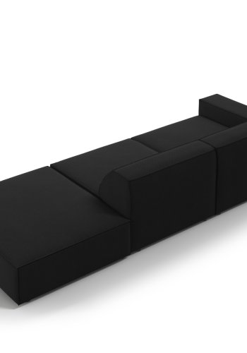 MICADONI Jodie sofa, hyre, 3 seter - svart stoff og sort plast