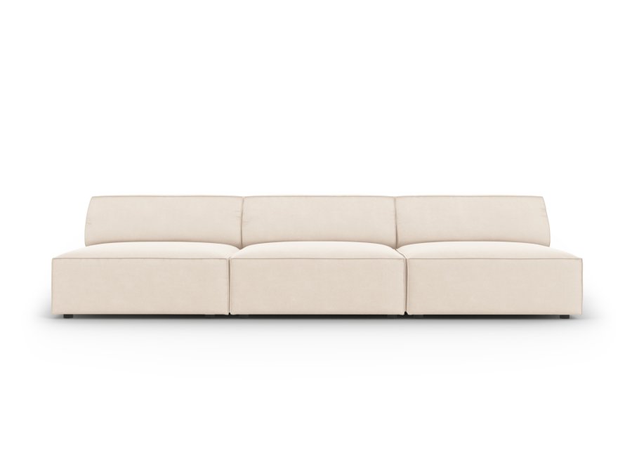 MICADONI Jodie sofa, 3 seter - beige flyel og sort plast