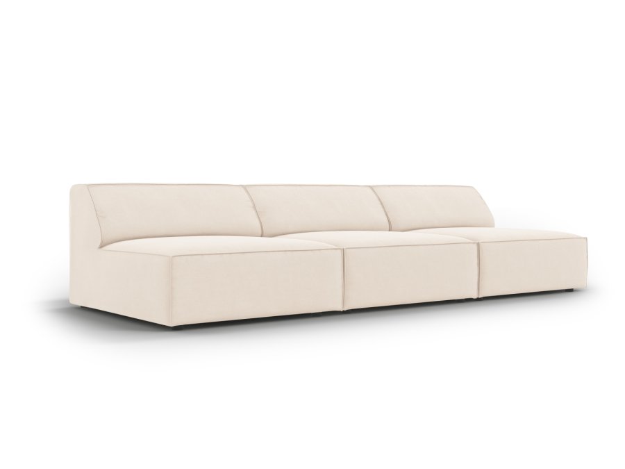 MICADONI Jodie sofa, 3 seter - beige flyel og sort plast