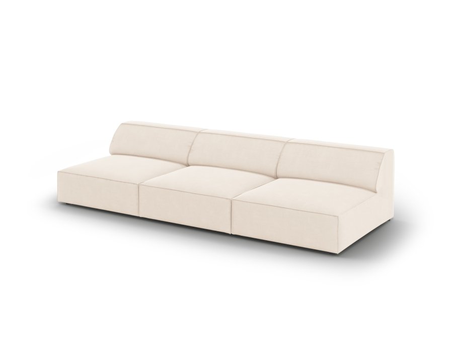 MICADONI Jodie sofa, 3 seter - beige flyel og sort plast