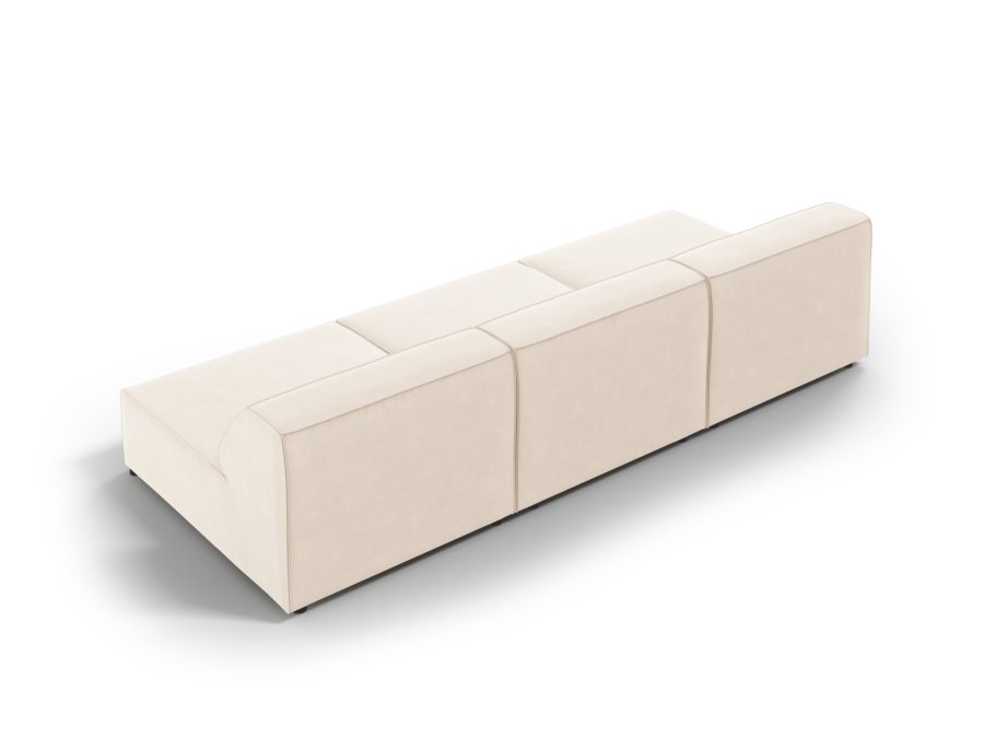 MICADONI Jodie sofa, 3 seter - beige flyel og sort plast