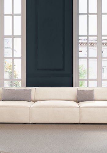 MICADONI Jodie sofa, 3 seter - beige flyel og sort plast