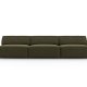 MICADONI Jodie sofa, 3 seter - grnn flyel og sort plast