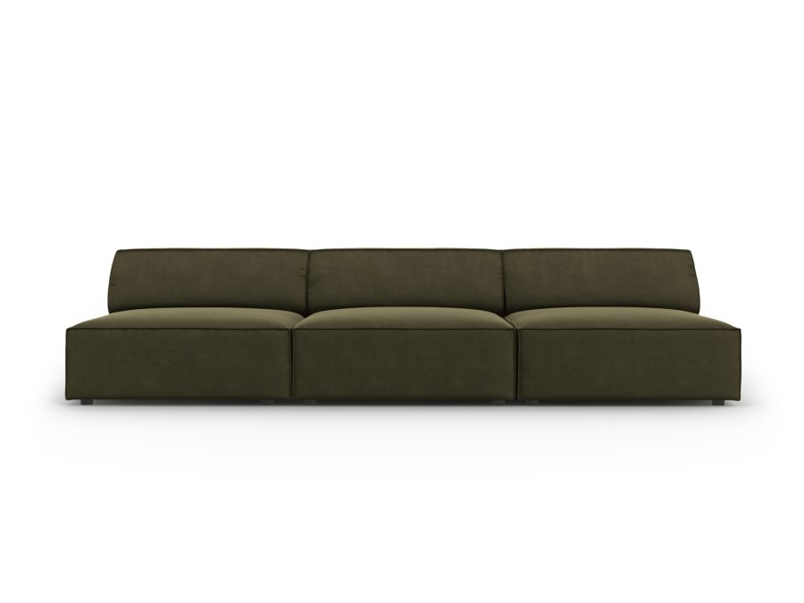 MICADONI Jodie sofa, 3 seter - grnn flyel og sort plast