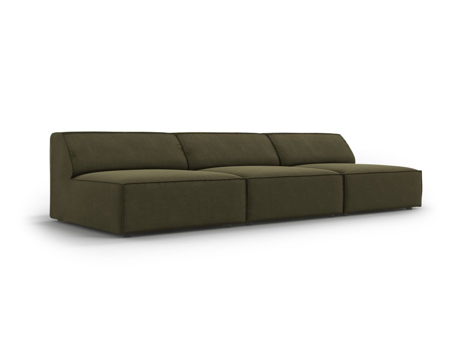 MICADONI Jodie sofa, 3 seter - grnn flyel og sort plast
