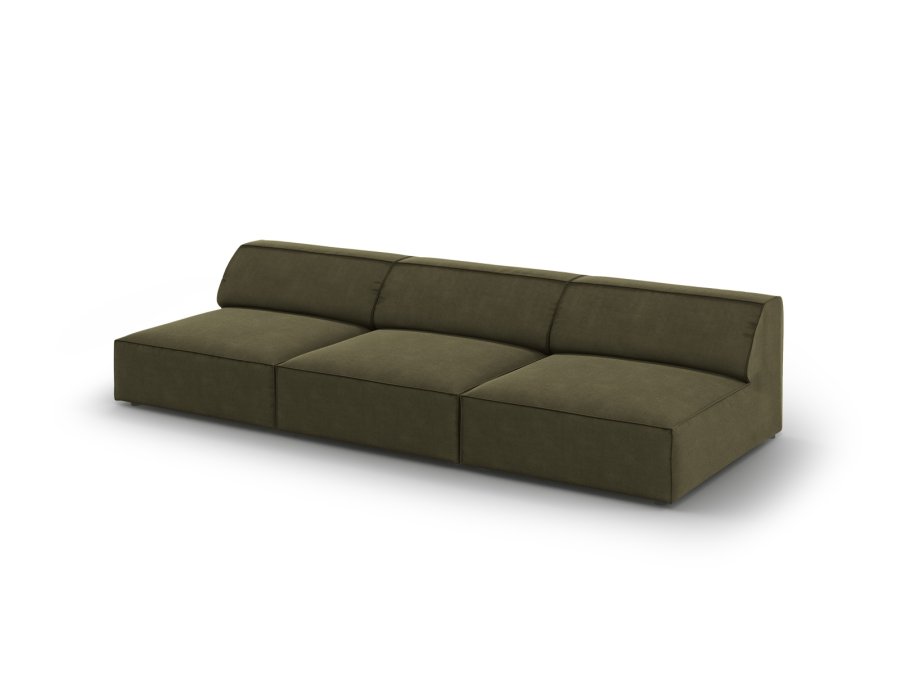MICADONI Jodie sofa, 3 seter - grnn flyel og sort plast
