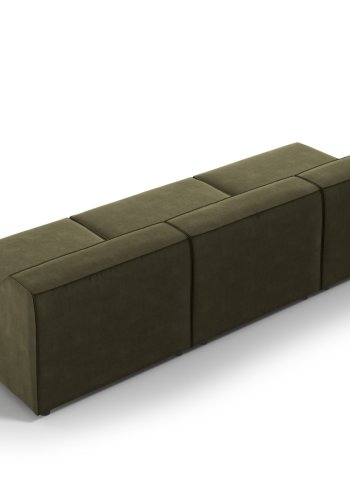 MICADONI Jodie sofa, 3 seter - grnn flyel og sort plast