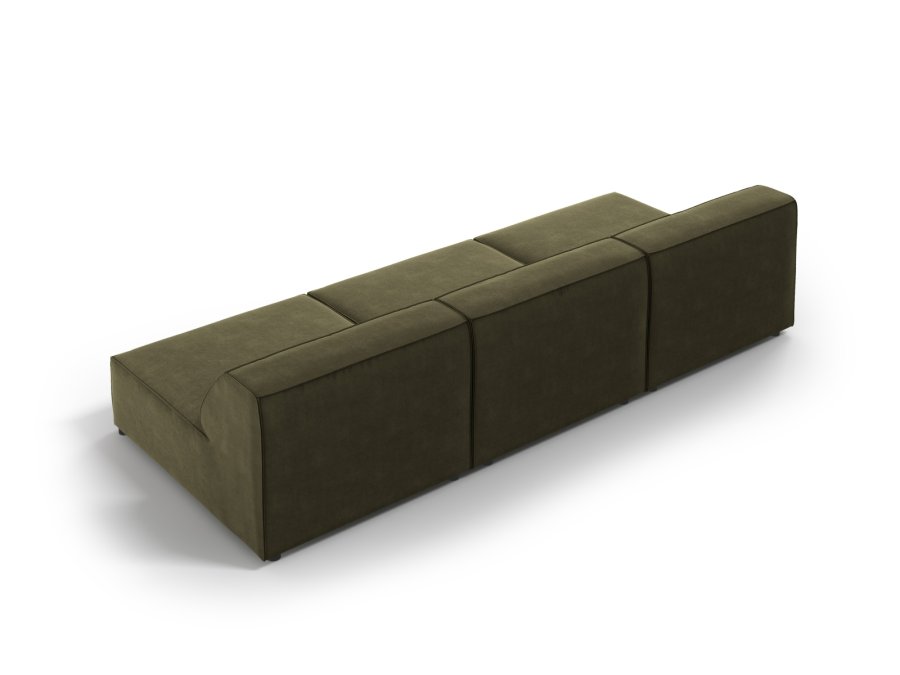 MICADONI Jodie sofa, 3 seter - grnn flyel og sort plast