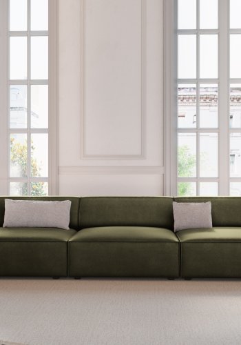 MICADONI Jodie sofa, 3 seter - grnn flyel og sort plast