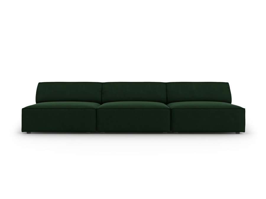 MICADONI Jodie sofa, 3 seter - grnn flyel og sort plast