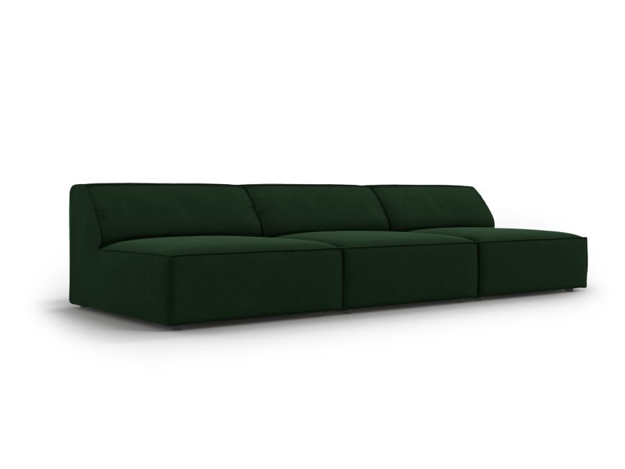 MICADONI Jodie sofa, 3 seter - grnn flyel og sort plast
