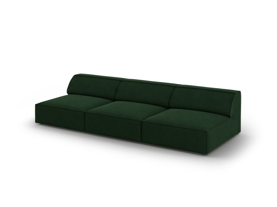 MICADONI Jodie sofa, 3 seter - grnn flyel og sort plast