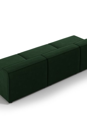 MICADONI Jodie sofa, 3 seter - grnn flyel og sort plast
