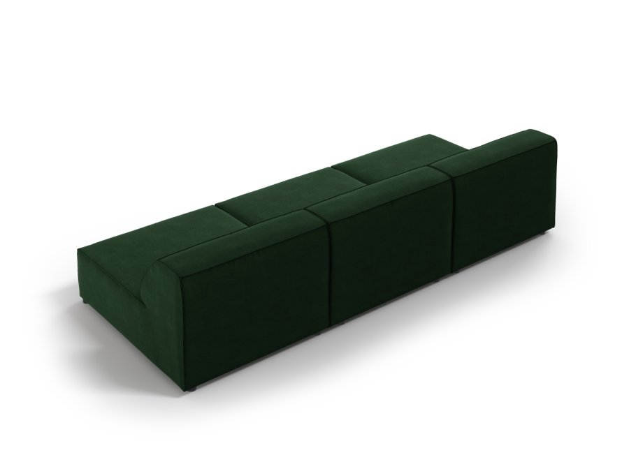 MICADONI Jodie sofa, 3 seter - grnn flyel og sort plast