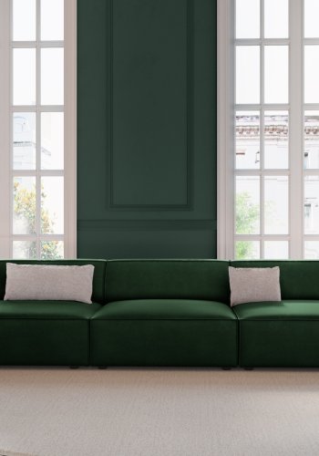 MICADONI Jodie sofa, 3 seter - grnn flyel og sort plast
