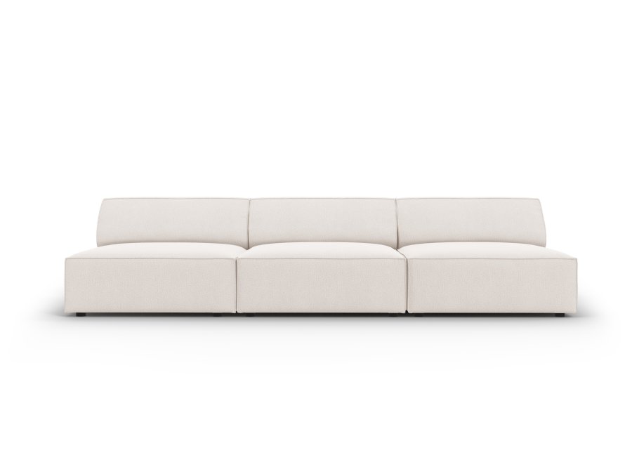 MICADONI Jodie sofa, 3 seter - beige stoff og sort plast