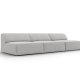 MICADONI Jodie sofa, 3 seter - grtt stoff og sort plast