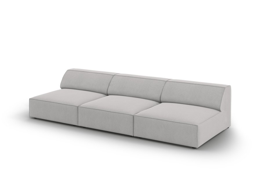 MICADONI Jodie sofa, 3 seter - grtt stoff og sort plast