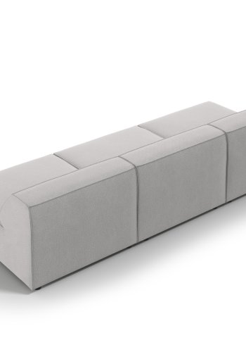 MICADONI Jodie sofa, 3 seter - grtt stoff og sort plast