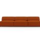 MICADONI Jodie sofa, 3 seter - oransje stoff og sort plast