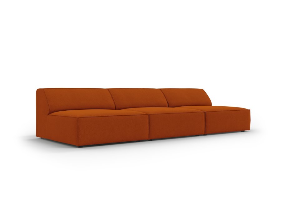 MICADONI Jodie sofa, 3 seter - oransje stoff og sort plast