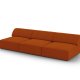 MICADONI Jodie sofa, 3 seter - oransje stoff og sort plast