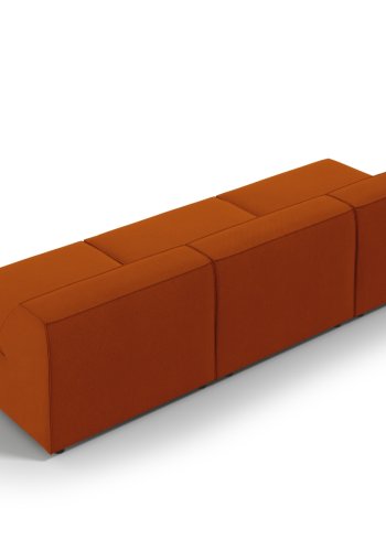 MICADONI Jodie sofa, 3 seter - oransje stoff og sort plast