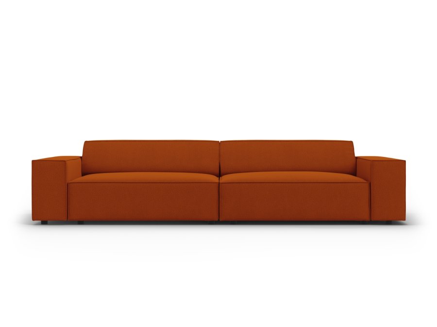 MICADONI Jodie sofa, 3 seter - oransje stoff og sort plast