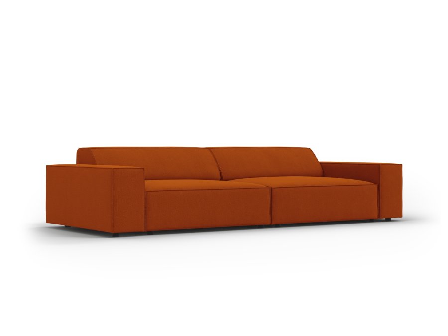 MICADONI Jodie sofa, 3 seter - oransje stoff og sort plast