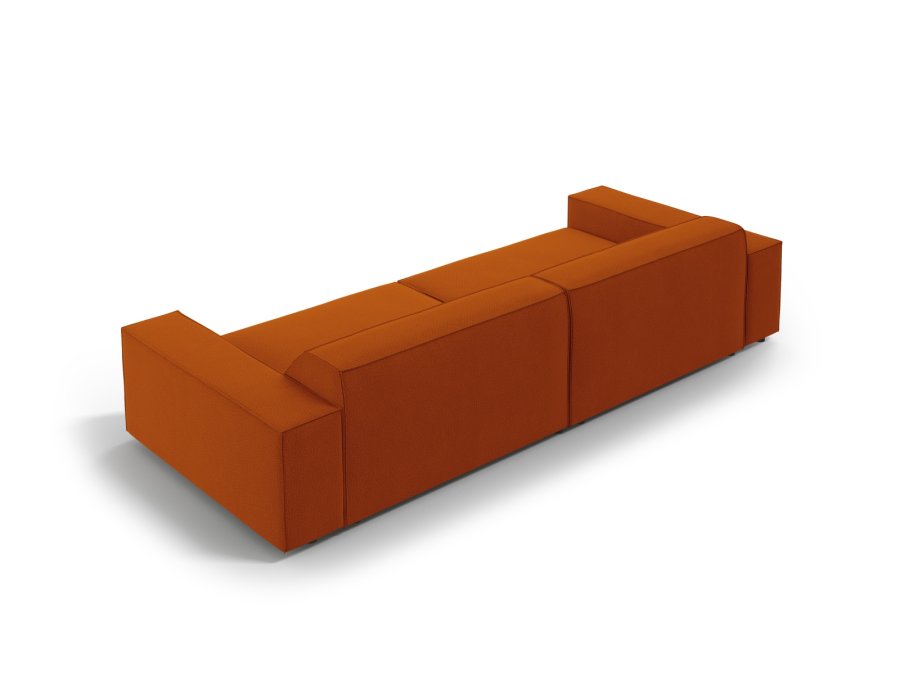 MICADONI Jodie sofa, 3 seter - oransje stoff og sort plast