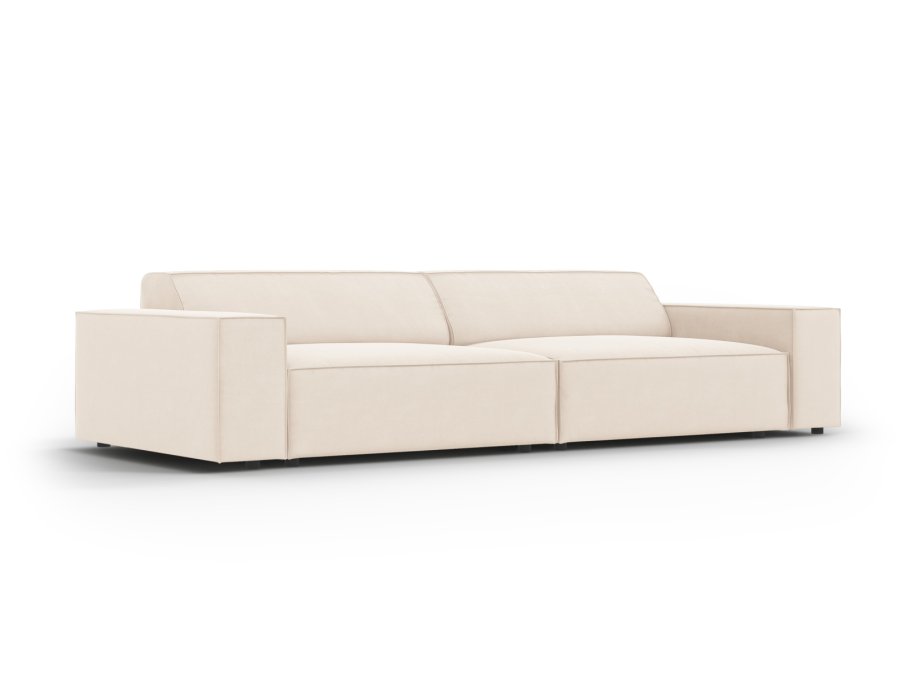 MICADONI Jodie sofa, 4 seter - beige flyel og sort plast