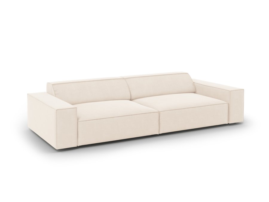 MICADONI Jodie sofa, 4 seter - beige flyel og sort plast