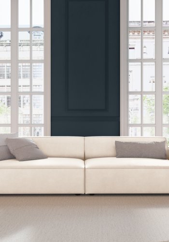 MICADONI Jodie sofa, 4 seter - beige flyel og sort plast