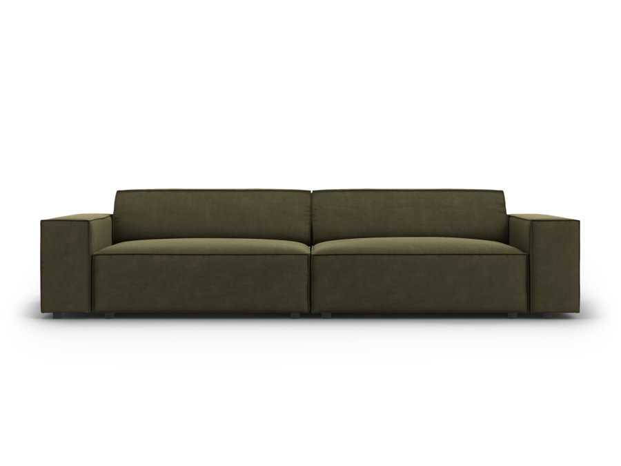 MICADONI Jodie sofa, 4 seter - grnn flyel og sort plast